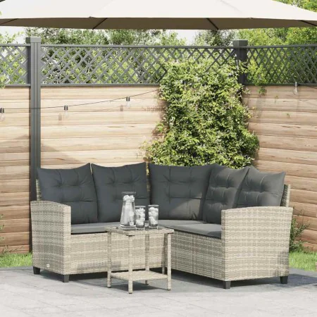 Sofá jardín forma de L con mesa y cojines ratán PE gris claro von , Outdoor-Sofas - Ref: Foro24-4103877, Preis: 307,92 €, Rab...