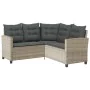 Sofá jardín forma de L con mesa y cojines ratán PE gris claro von , Outdoor-Sofas - Ref: Foro24-4103877, Preis: 307,92 €, Rab...