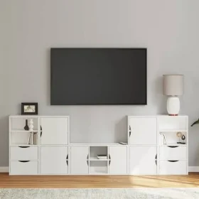 Muebles de TV 5 uds. con almacenaje "ODDA" blanco madera pino by , TV Furniture - Ref: Foro24-3365375, Price: 283,56 €, Disco...