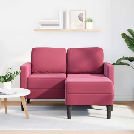 Zweiplätziges Sofa mit rotem Wein-Chaiselongue in L-Form, 125 cm. von , Sofas - Ref: Foro24-4107072, Preis: 213,32 €, Rabatt: %