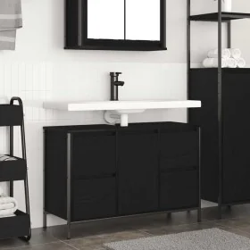 Bathroom vanity unit with black oak drawers 90x34.5x60 cm by , bathroom vanities - Ref: Foro24-861887, Price: 101,81 €, Disco...