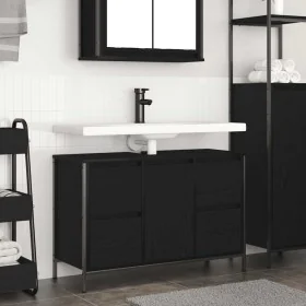 Waschtischunterschrank mit Schubladen in Schwarz-Eiche 90x34,5x60 cm. von , Badezimmerwaschtische - Ref: Foro24-861887, Preis...