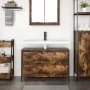 Mueble de baño con lavabo y cajones roble ahumado 90x34,5x60 cm de , Tocadores de baño - Ref: Foro24-861879, Precio: 79,42 €,...