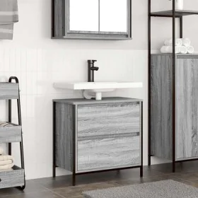 Badezimmermöbel mit Waschbecken und Schubladen in Grau Sonoma 60x34,5x60 cm von , Badezimmerwaschtische - Ref: Foro24-861885,...