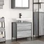 Badezimmermöbel mit Waschbecken und Schubladen in Grau Sonoma 60x34,5x60 cm von , Badezimmerwaschtische - Ref: Foro24-861885,...