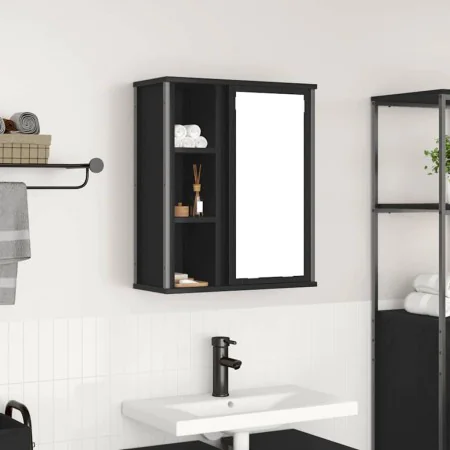Mueble de baño de pared con espejo roble negro 50x21x60 cm de , Tocadores de baño - Ref: Foro24-861902, Precio: 65,30 €, Desc...