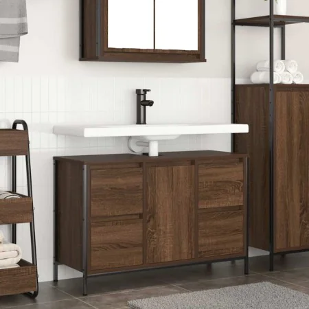 Mueble de lavabo con cajones roble marrón 90x34,5x60 cm de , Tocadores de baño - Ref: Foro24-861891, Precio: 98,74 €, Descuen...