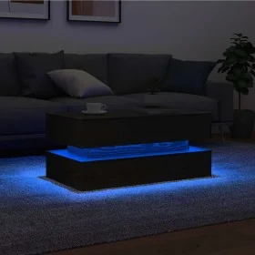 Mesa de centro con luces LED roble negro 90x50x40 cm by , Coffee table - Ref: Foro24-862258, Price: 110,62 €, Discount: %