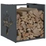 Anthrazit-Holzofen 40x40x40 cm aus kaltgewalztem Stahl von , Brennholztaschen und -halter - Ref: Foro24-864245, Preis: 48,98 ...