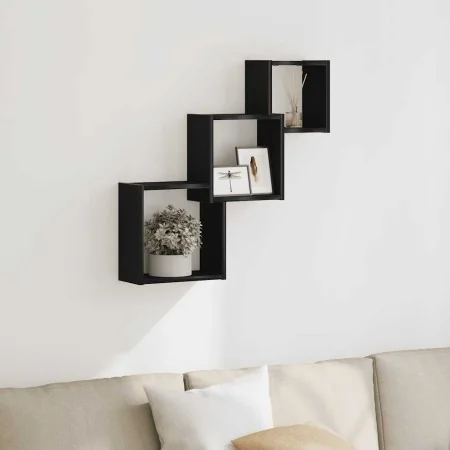 Regalwürfel-Wandregal aus schwarzem Eichenfurnier, 68x15x68 cm. von , Regale und Regale - Ref: Foro24-862410, Preis: 32,88 €,...