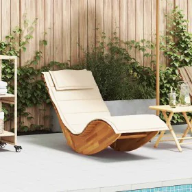 Rocking sun lounger with solid acacia wood cushion. by , Loungers - Ref: Foro24-4103882, Price: 147,57 €, Discount: %