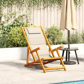Folding beach chair with cream armrests by , Garden chairs - Ref: Foro24-4108067, Price: 85,38 €, Discount: %