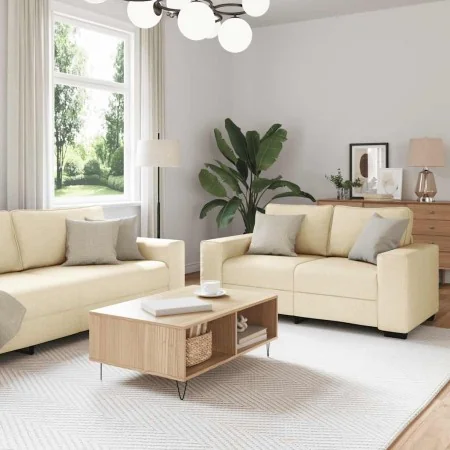 Sofa set with 2 cream fabric cushions by , Sofas - Ref: Foro24-3324738, Price: 466,16 €, Discount: %