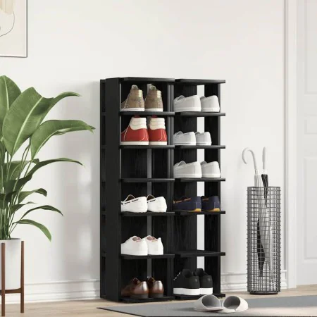 Zapateros 2 uds roble negro 25x27x102 cm madera de ingeniería de , Zapateros y organizadores de calzado - Ref: Foro24-862067,...