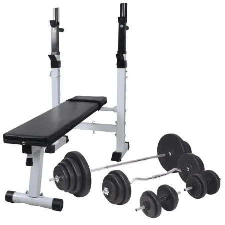 Exercise bench with weight support, weights, and dumbbells 120 kg by , Weight lifting machines - Ref: Foro24-275375, Price: 5...