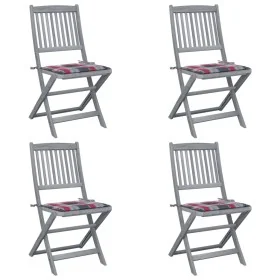 Folding garden chairs 4 pcs solid acacia wood and cushions by , Garden chairs - Ref: Foro24-3064576, Price: 202,22 €, Discoun...
