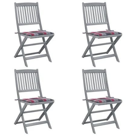 Folding garden chairs 4 pcs solid acacia wood and cushions by , Garden chairs - Ref: Foro24-3064576, Price: 202,22 €, Discoun...