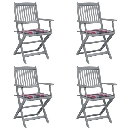 Sillas de jardín plegables 4 uds madera maciza acacia y cojines de , Sillas de jardín - Ref: Foro24-3064522, Precio: 186,38 €...