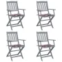 Faltbare Gartenstühle, 4 Stück Massivholz Akazie und Kissen von , Gartenstühle - Ref: Foro24-3064522, Preis: 186,41 €, Rabatt: %