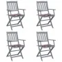 Folding garden chairs 4 pcs solid acacia wood and cushions by , Garden chairs - Ref: Foro24-3064522, Price: 186,38 €, Discoun...