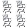 Faltbare Gartenstühle, 4 Stück Massivholz Akazie und Kissen von , Gartenstühle - Ref: Foro24-3064522, Preis: 186,41 €, Rabatt: %