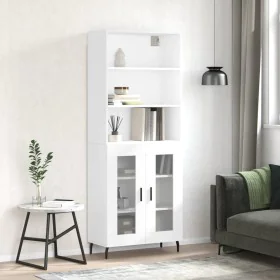 Tall white plywood highboard 69.5x34x180 cm by , Sideboards - Ref: Foro24-3189333, Price: 149,52 €, Discount: %