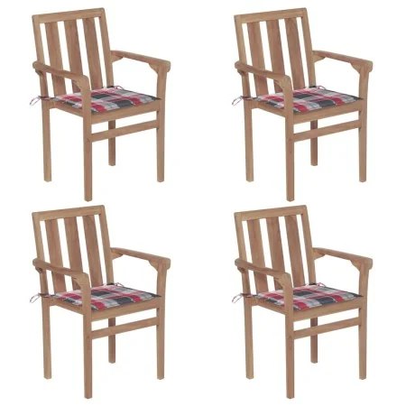 Stapelbare Gartenstühle, 4 Stück Massivholz Teak mit Kissen. von , Gartenstühle - Ref: Foro24-3073392, Preis: 493,30 €, Rabat...