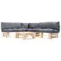 Gartenmöbel aus Paletten mit grauen Kissen, 4-teilig, Holz von , Gartensets - Ref: Foro24-277488, Preis: 424,94 €, Rabatt: %
