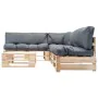 Gartenmöbel aus Paletten mit grauen Kissen, 4-teilig, Holz von , Gartensets - Ref: Foro24-277488, Preis: 424,94 €, Rabatt: %