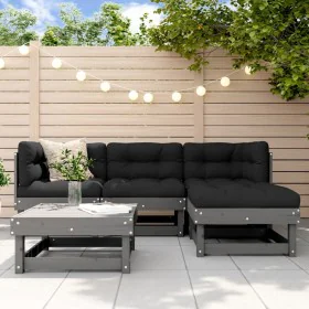 5-piece garden sofa set made of solid gray pine wood by , Garden sets - Ref: Foro24-3186167, Price: 320,70 €, Discount: %