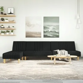 Schlafsofa in L-Form, schwarzer Stoff, 255x140x70 cm. von , Sofas - Ref: Foro24-3157237, Preis: 393,43 €, Rabatt: %