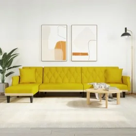L-shaped yellow velvet sofa bed 271x140x70 cm by , Sofas - Ref: Foro24-3157280, Price: 426,73 €, Discount: %
