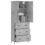 Tall plywood gray concrete sideboard 69.5x34x180 cm by , Sideboards - Ref: Foro24-3195863, Price: 157,87 €, Discount: %