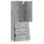 Tall plywood gray concrete sideboard 69.5x34x180 cm by , Sideboards - Ref: Foro24-3195863, Price: 157,87 €, Discount: %