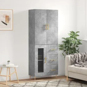 Tall plywood gray concrete sideboard 69.5x34x180 cm by , Sideboards - Ref: Foro24-3195951, Price: 165,12 €, Discount: %