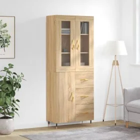 Aparador alto madera contrachapada color roble 69,5x34x180 cm de , Aparadores - Ref: Foro24-3198452, Precio: 170,92 €, Descue...