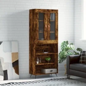 Hoher Schrank aus geräucherter Eichen-Sperrholzplatte 69,5x34x180 cm. von , Sideboards - Ref: Foro24-3198702, Preis: 121,46 €...