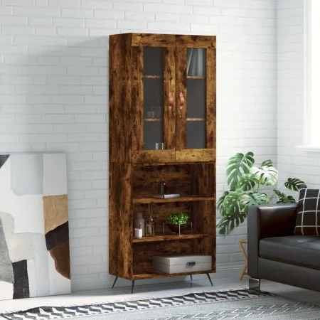 Tall smoked oak plywood highboard 69.5x34x180 cm by , Sideboards - Ref: Foro24-3198702, Price: 123,07 €, Discount: %