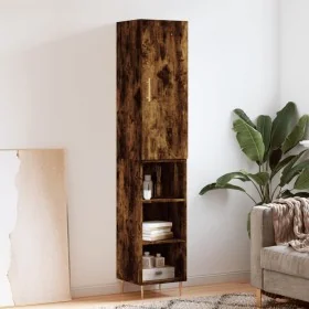 Aparador de madera contrachapada roble ahumado 34,5x34x180 cm de , Aparadores - Ref: Foro24-3198974, Precio: 86,36 €, Descuen...