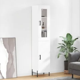 Hoher Schrank aus glänzend weißem Sperrholz 34,5x34x180 cm. von , Sideboards - Ref: Foro24-3199179, Preis: 117,90 €, Rabatt: %