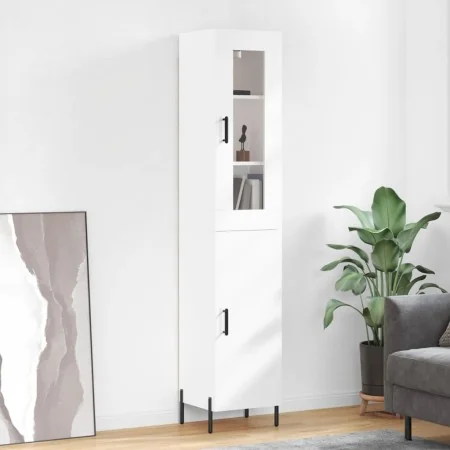 Hoher Schrank aus glänzend weißem Sperrholz 34,5x34x180 cm. von , Sideboards - Ref: Foro24-3199179, Preis: 117,73 €, Rabatt: %