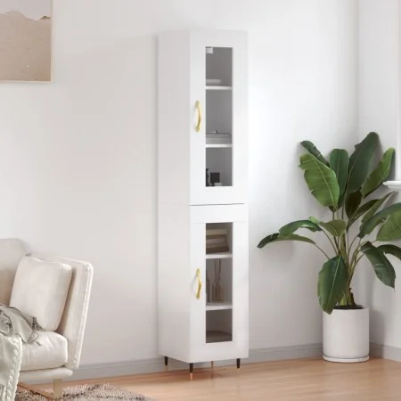 Tall white plywood sideboard 34.5x34x180 cm by , Sideboards - Ref: Foro24-3199409, Price: 100,03 €, Discount: %