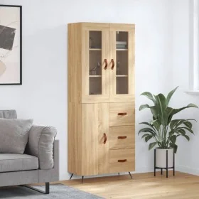 Tall plywood oak-colored highboard 69.5x34x180 cm by , Sideboards - Ref: Foro24-3198444, Price: 168,42 €, Discount: %