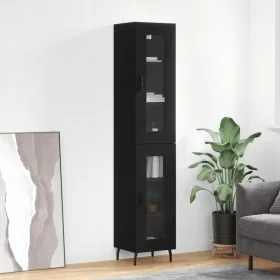 Aparador de madera contrachapada negro 34,5x34x180 cm de , Aparadores - Ref: Foro24-3199442, Precio: 110,76 €, Descuento: %