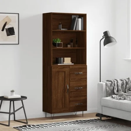 Aparador alto madera contrachapada marrón roble 69,5x34x180 cm de , Aparadores - Ref: Foro24-3190020, Precio: 147,85 €, Descu...