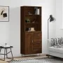 Aparador alto madera contrachapada marrón roble 69,5x34x180 cm de , Aparadores - Ref: Foro24-3190020, Precio: 147,85 €, Descu...