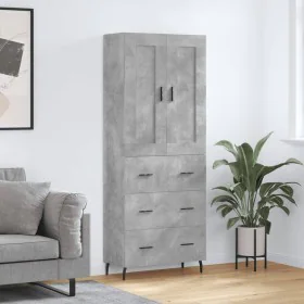 Tall plywood gray concrete sideboard 69.5x34x180 cm by , Sideboards - Ref: Foro24-3199765, Price: 158,72 €, Discount: %