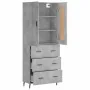 Tall plywood gray concrete sideboard 69.5x34x180 cm by , Sideboards - Ref: Foro24-3199765, Price: 159,14 €, Discount: %