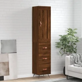 Aparador alto madera contrachapada roble marrón 34,5x34x180 cm de , Aparadores - Ref: Foro24-3200176, Precio: 116,01 €, Descu...