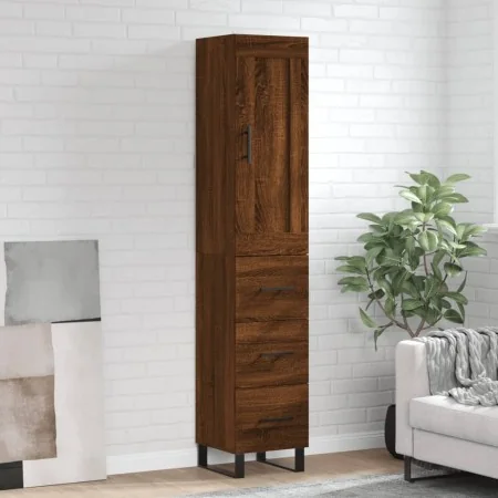 Aparador alto madera contrachapada roble marrón 34,5x34x180 cm de , Aparadores - Ref: Foro24-3200224, Precio: 120,41 €, Descu...